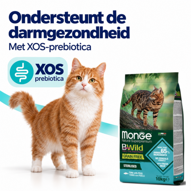 Croquettes pour chats - Adultes stérilisés - au thon et aux petits pois - sans céréales - 10 kg