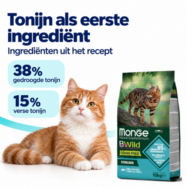 Croquettes pour chats - Adultes stérilisés - au thon et aux petits pois - sans céréales - 10 kg