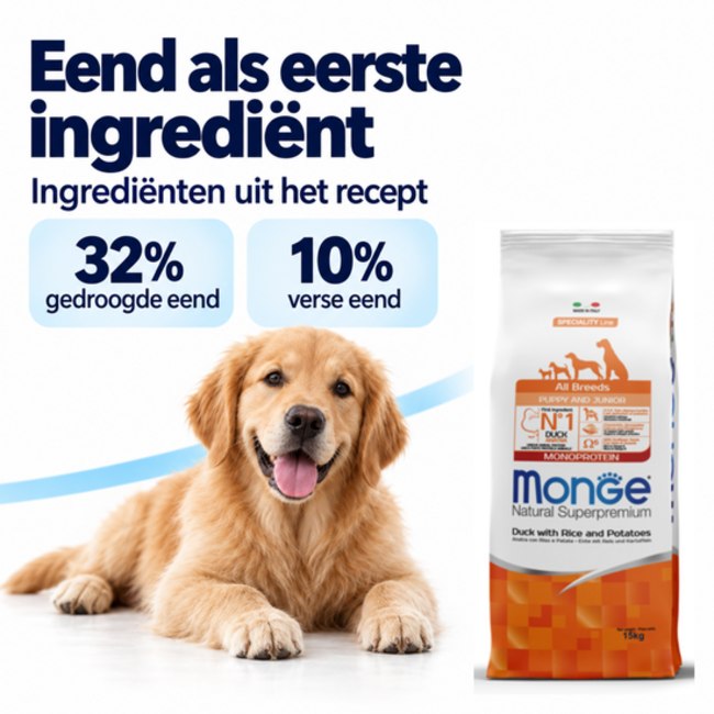 Pienso para perros - Monoproteína Cachorro & Junior Pato con Arroz y Patatas - 15 kg