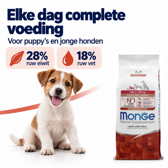 Pienso para perros - Monoproteína Mini Cachorros y Jóvenes Cordero con Arroz - 15 kg