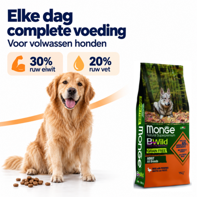Croquettes pour chiens - Adulte Sans Céréales Canard et Pommes de Terre - 15 kg