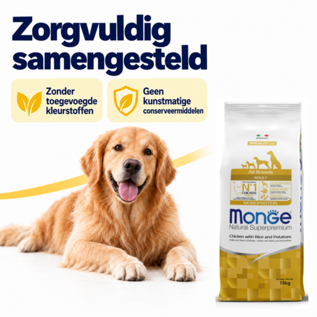 Hundefutter - Monoprotein Adult Huhn mit Reis und Kartoffeln - 15 kg