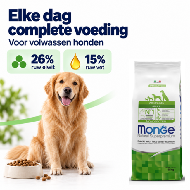 Pienso para perros - Monoproteína Adulto Conejo con Arroz y Patatas - 15 kg