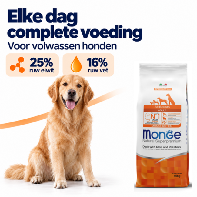 Hundefutter - Monoprotein Adult Ente mit Reis und Kartoffeln - 15 kg