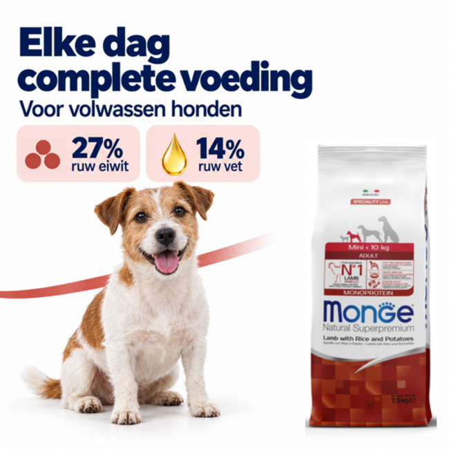 Croquettes pour chiens – Monoprotéine Mini Adulte Agneau avec Riz et Pommes de terre - 15 kg