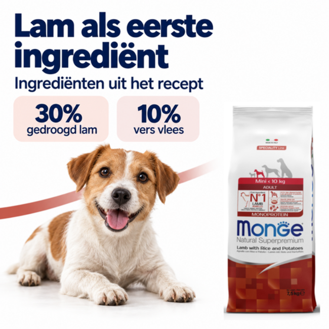 Hundefutter – Monoprotein Mini Adult Lamm mit Reis und Kartoffeln - 15 kg