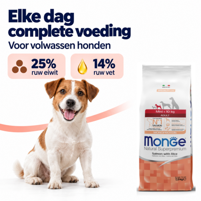 Croquettes pour chiens – Monoprotéine Mini Adulte Saumon avec Riz - 15 kg