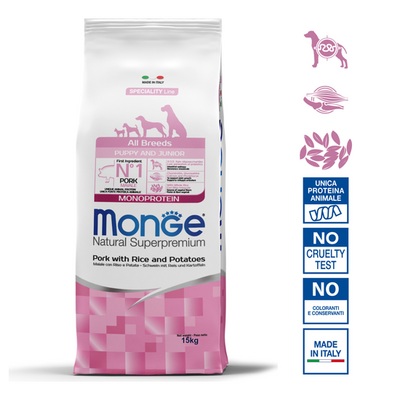 Hondenbrokken - Monoproteïne Puppy & Junior Varkensvlees met Rijst en Aardappelen  - 15 kg