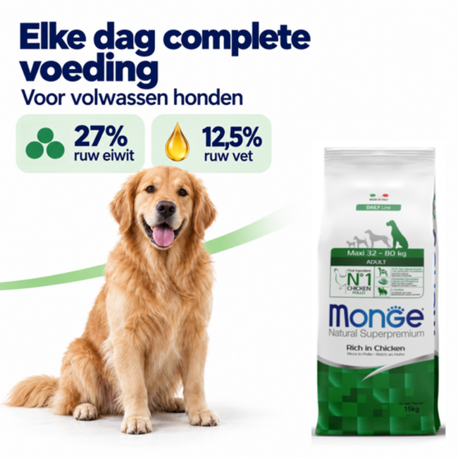 Hondenbrokken - Maxi Adult Rijk aan Kip - 15 kg
