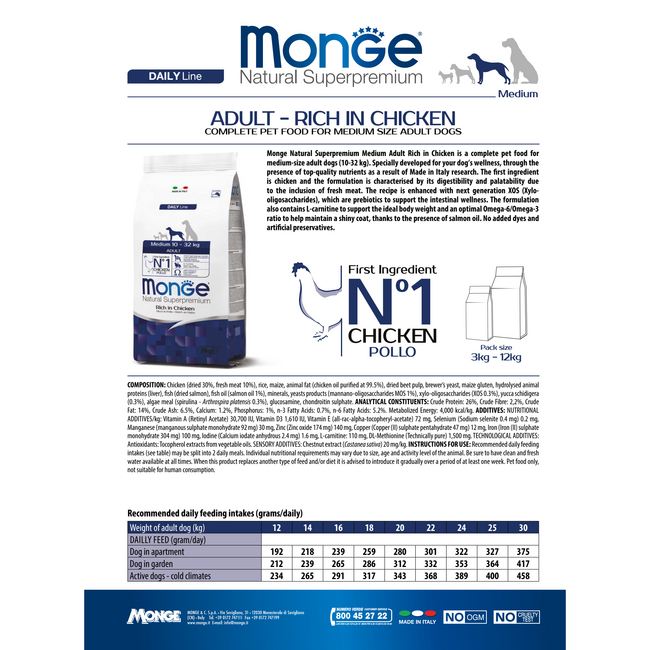 Hondenbrokken - Medium Adult Rijk aan Kip - 15 kg