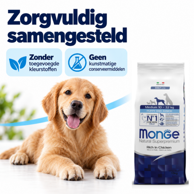Hondenbrokken - Medium Puppy & Junior Rijk aan Kip - 15 kg