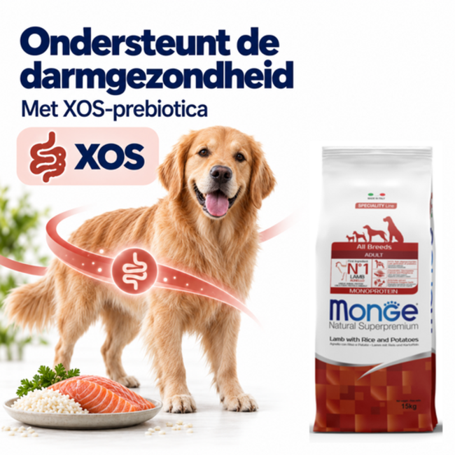 Hondenbrokken - Monoproteïne Adult Lamsvlees met Rijst en Aardappelen - 15 kg