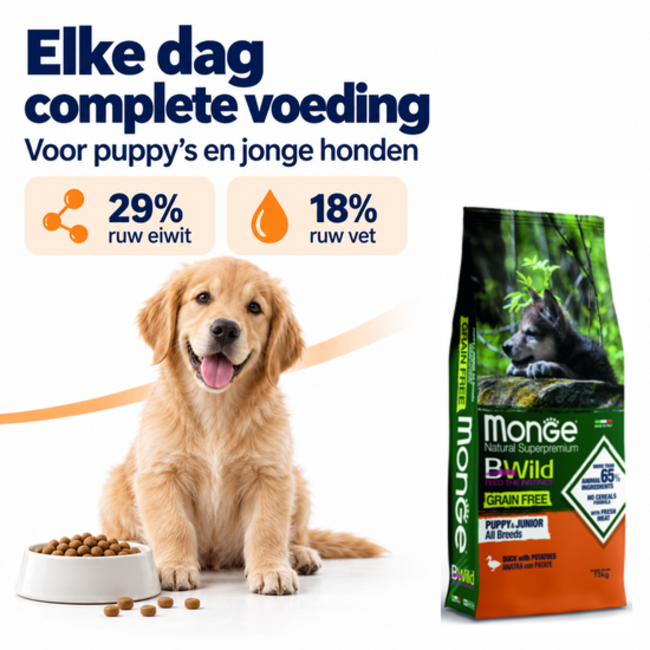 Croquettes pour chiens - Sans céréales Chiot & Junior Canard et Pommes de terre - 15 kg