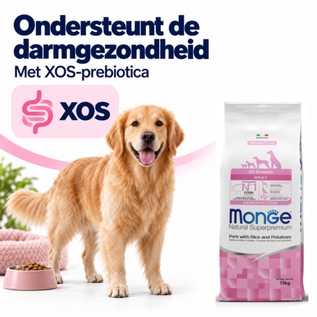 Croquettes pour chiens - Monoprotéine Adulte Porc avec Riz et Pommes de terre - 15 kg