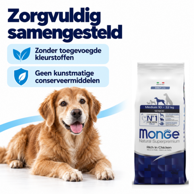 Hondenbrokken - Medium Senior Rijk aan Kip - 12 kg