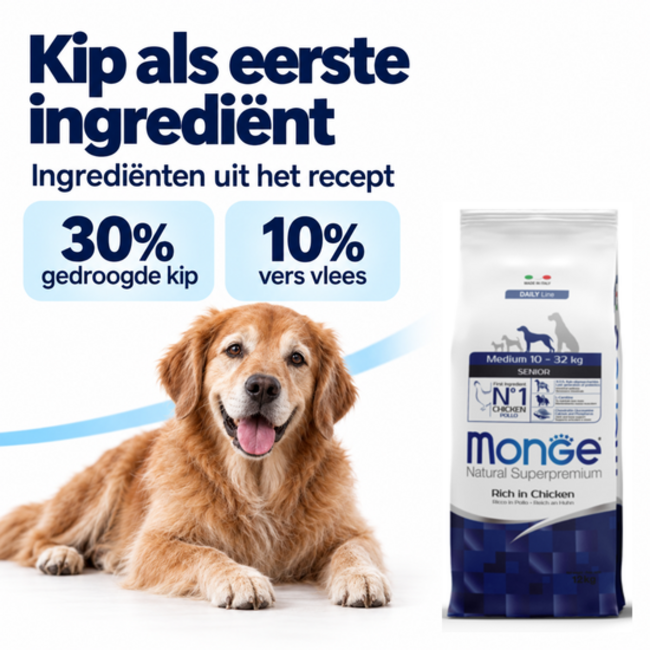 Hondenbrokken - Medium Senior Rijk aan Kip - 12 kg