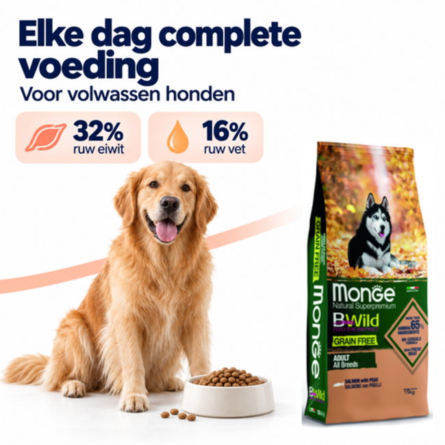 Pienso para perros - Adulto sin cereales Salmón con Patatas y Guisantes - 15 kg