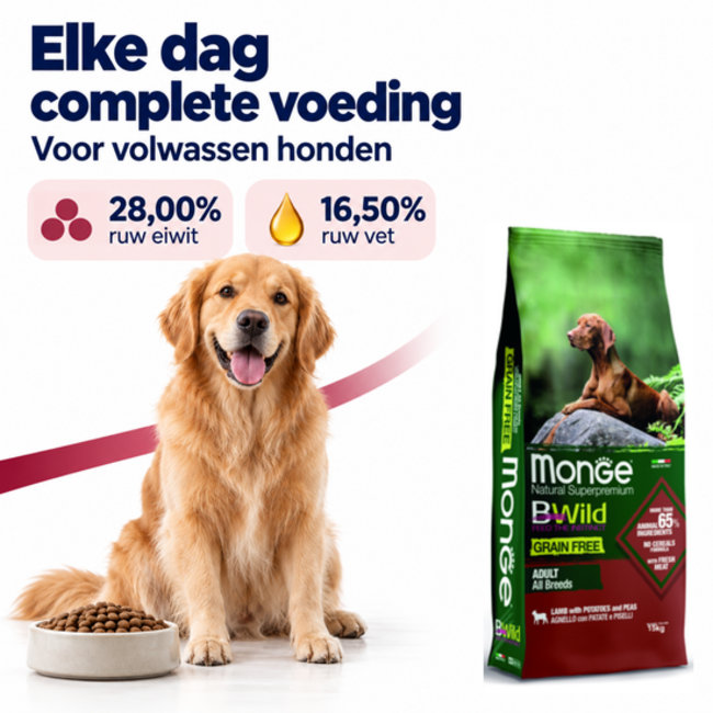 Pienso para Perros - Adulto Sin Cereales Cordero con Patatas y Guisantes - 15 kg
