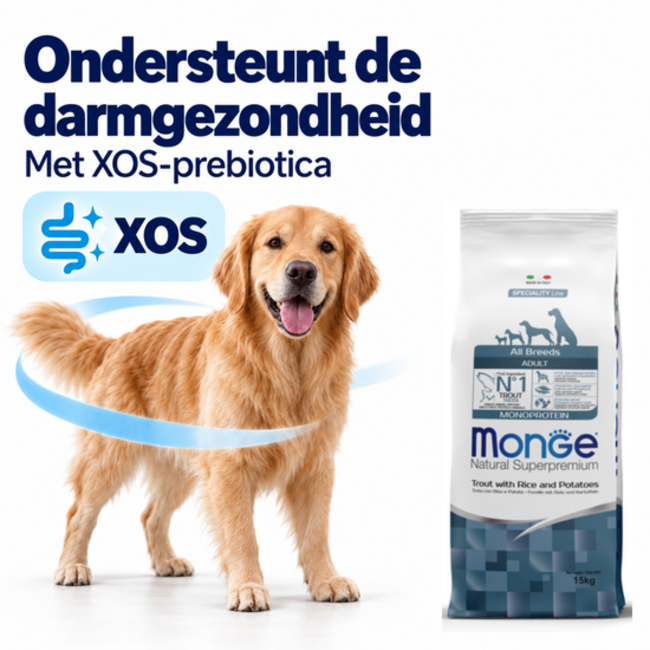Hondenbrokken - Monoproteïne Adult Forel met Rijst en Aardappelen - 15 kg