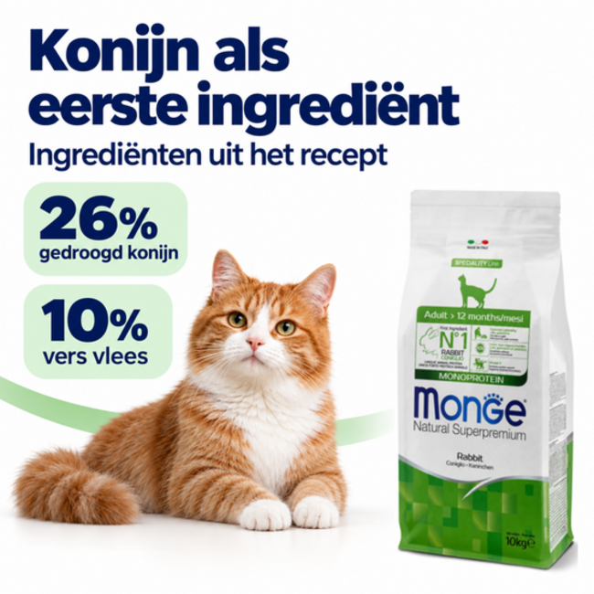 Pienso para gatos - Adulto - Monoproteína de conejo - 10 kg