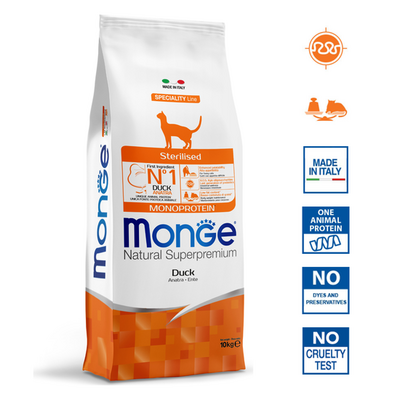 Croquettes pour chats - Stérilisés - Monoprotéine canard - 10 kg