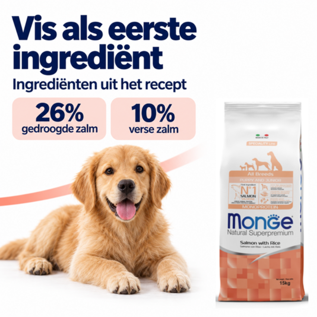 Hundefutter - Monoprotein Puppy & Junior Lachs mit Reis - 15 kg