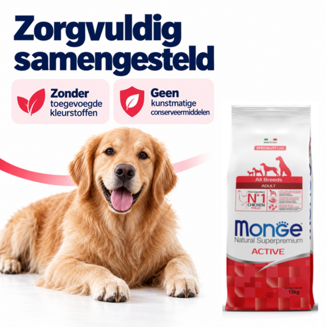 Croquettes pour chiens - Adulte Actif au Poulet - 15 kg