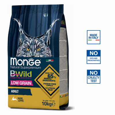 Croquettes pour chats - Adultes - au lièvre - faible en céréales - 10 kg