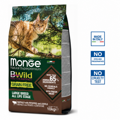 Croquettes pour chats - Adultes - au buffle, pommes de terre et lentilles - sans céréales - 10 kg