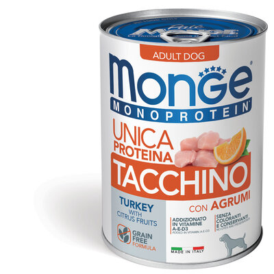Aliments pour chiens - Pâté Monoprotéine 100% Dinde aux Agrumes - 400gr