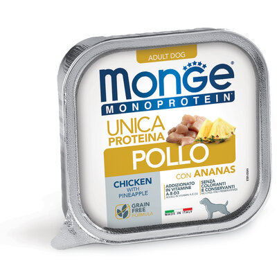 Aliments pour chiens - Pâté Monoprotéine 100% Poulet à l'Ananas - 150g
