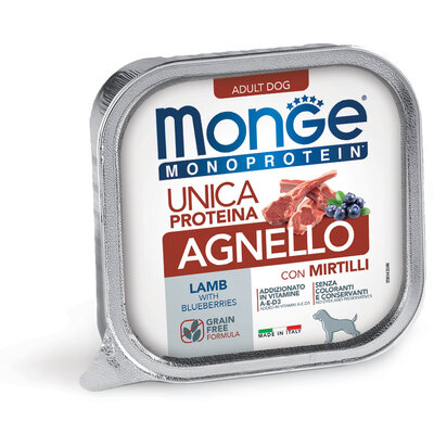 Aliment pour chiens - Pâté Monoprotéine 100% Agneau aux Myrtilles - 150gr