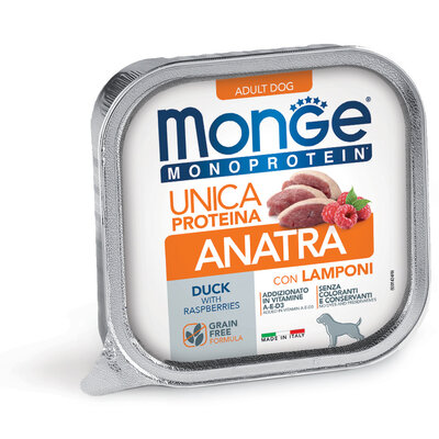 Aliment pour chiens - Pâté Monoprotéine 100% Canard aux Framboises - 150gr