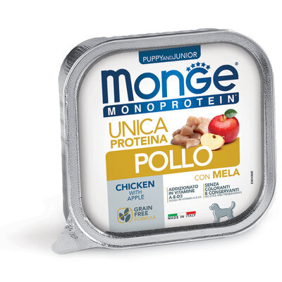 Aliments pour chiens - Monoprotéine Pâtée pour Chiots 100% Poulet avec Pomme - 150g