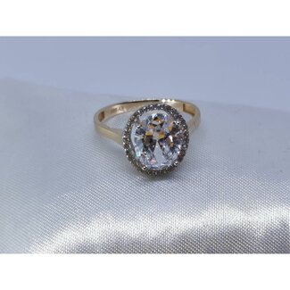 PinarGold 14 karaat bi color gouden rozet ring zirkonia