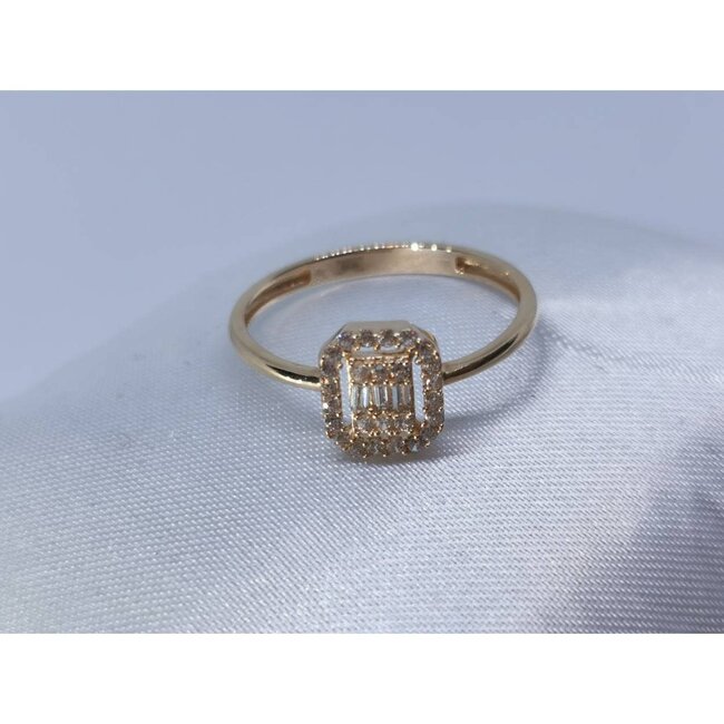 PinarGold 14 karaat gouden ring baguette zirkonia