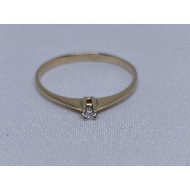 PinarGold *14 karaat geel gouden solitaire ring met briljant.