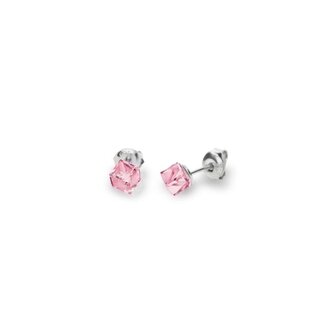 Spark Silver Jewelry Spark small cube studs licht rose k48414lr