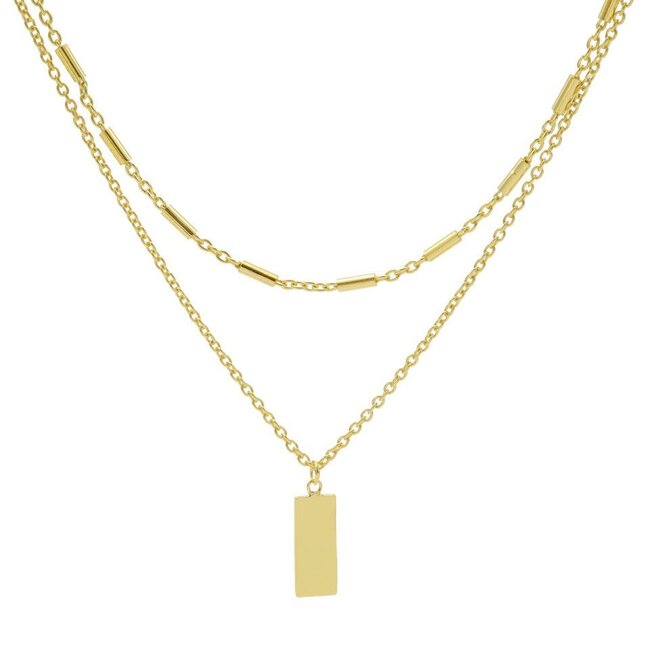 Karma Karma collier double necklace tubes rectangle goldplated 38-45cm