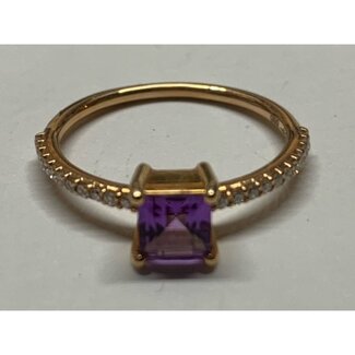 PinarGold *14 karaat rosé gouden ring amethist met diamant