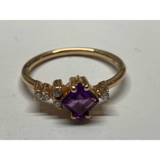 PinarGold *14 karaat rosé gouden ring amethist met diamant