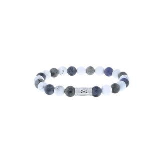 AZE Jewels Aze rocks matterhorn - 8mm armband edelstenen wit-blauw-grijs