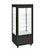 Diamond Vitrine 4 zijden T° negatief, 5 niveaus in glas, geventil, 480 Lit., ZWART