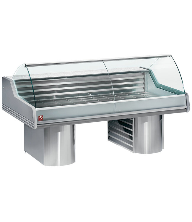 Diamond Gekoelde vitrine toonbank met gebogen ruit, op sokkels