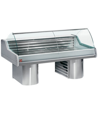 Diamond Gekoelde vitrine toonbank met gebogen ruit, op sokkels