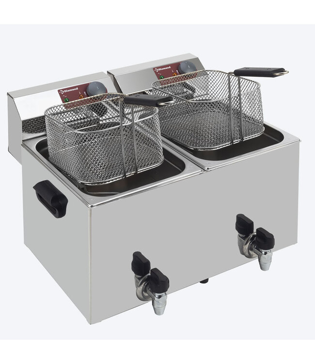 Diamond Elektrische friteuse tafelmodel 2x 8 liter + aftapkraan