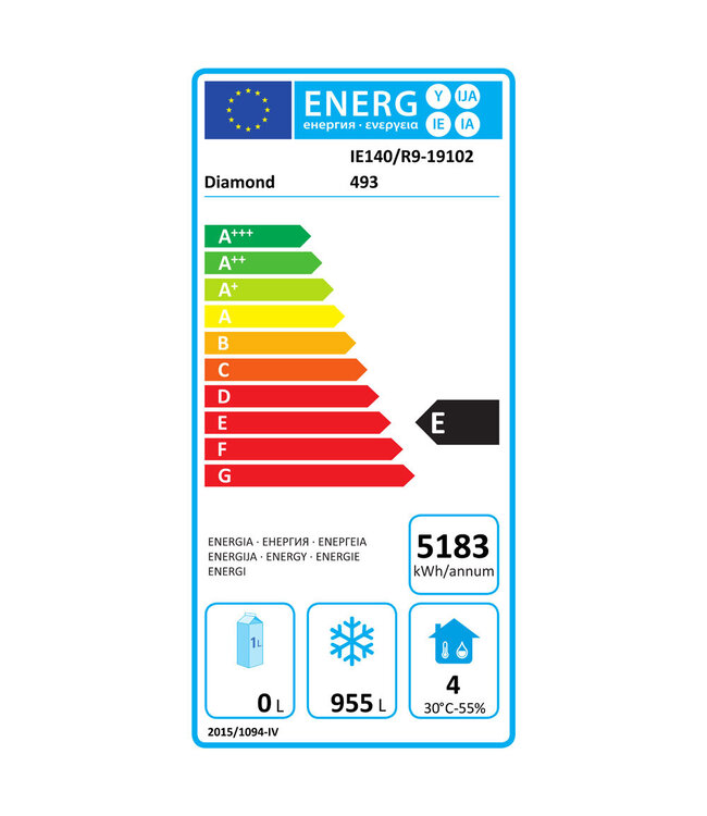 Diamond Vrieskast geventileerd 1400 liter, 2 deuren GN 2/1, op wielen