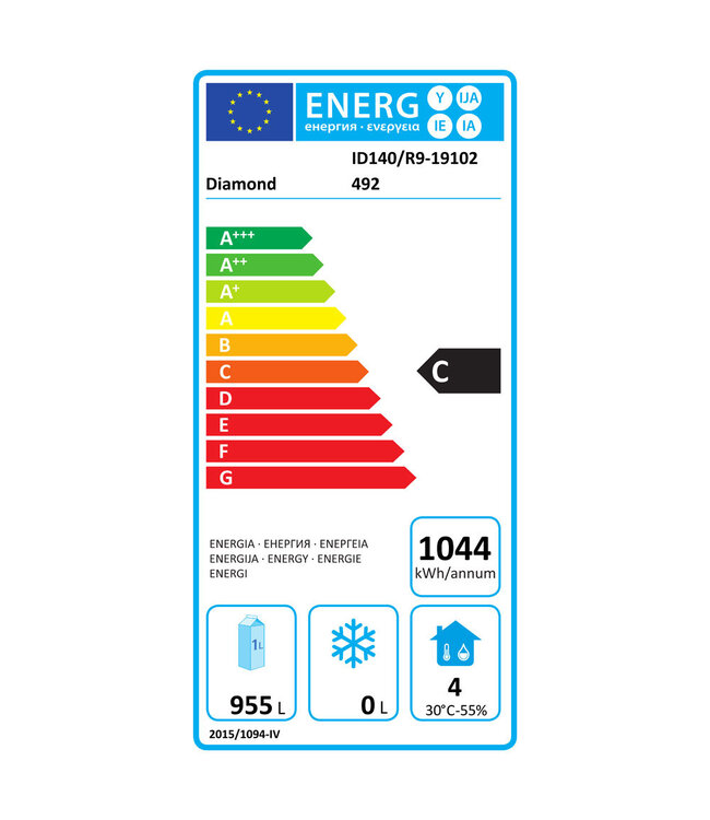 Diamond Koelkast geventileerd 1400 liter, 2 deuren GN 2/1, op wielen