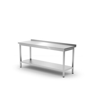 HENDI Muurwerktafel met opstaande rand en schap - 600 mm diep
