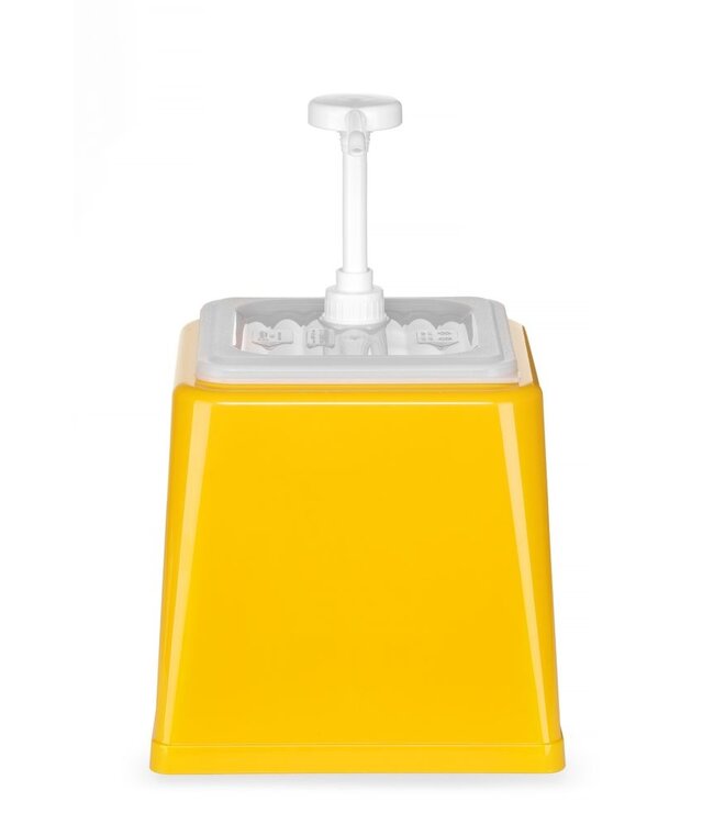 HENDI Sausdispenser met pomp, HENDI, 2,5L, Geel, 230x210x(H)250mm